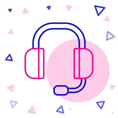 Beyaz arkaplanda hat kulaklığı simgesi izole edildi. Müşteri hizmetleri, yardım hattı, çağrı merkezi, faq, bakım. Renkli taslak konsepti. Vektör.