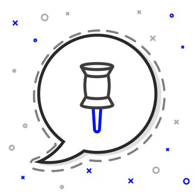 Çizgi itme simgesi beyaz arkaplanda izole edildi. Raptiye işareti. Renkli taslak konsepti. Vektör.