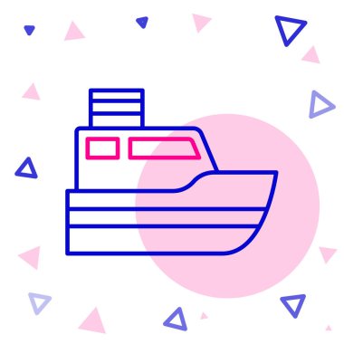 Başlangıç noktası GPS ve siyah çizgi simgesi beyaz zemin üzerinde izole edilmiş gemi deniz rotası çizgisi yolu. Renkli taslak konsepti. Vektör.