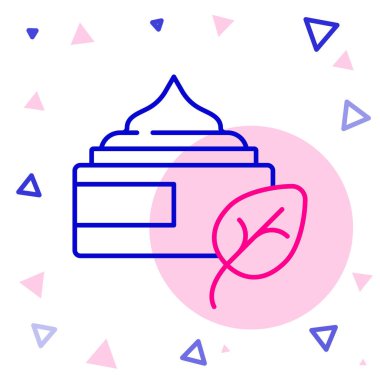 Çizgi Organik kozmetik ikonu beyaz arkaplanda izole edildi. Vücut bakım ürünleri. Renkli taslak konsepti. Vektör.