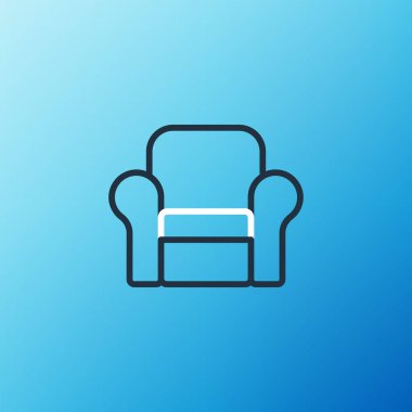 Hat Kol Koltuğu simgesi mavi arkaplanda izole edildi. Renkli taslak konsepti. Vektör.