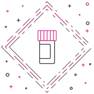 Hat ilacı şişesi ve beyaz arka planda izole edilmiş hap ikonu. Şişe hapı işareti. Eczane tasarımı. Renkli taslak konsepti. Vektör.