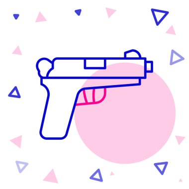 Beyaz arkaplanda Hat Tabancası veya silah simgesi izole edildi. Polis ya da askeri silah. Küçük ateşli silah. Renkli taslak konsepti. Vektör.