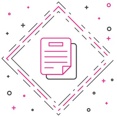 Beyaz arkaplanda satır belgesi simgesi izole edildi. Dosya simgesi. Kontrol listesi simgesi. İş konsepti. Renkli taslak konsepti. Vektör.