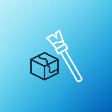 Isometric küp simgesi mavi arkaplanda izole edildi. Geometrik küp katı simge. 3 boyutlu kare işareti. Kutu sembolü. Renkli taslak konsepti. Vektör.