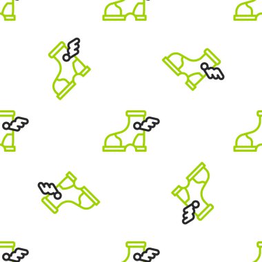 Hermes sandal simgesi beyaz arka planda izole edilmiş kusursuz desen. Antik Yunan tanrısı Hermes. Kanatlı koşu ayakkabısı. Vektör.