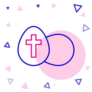 Beyaz arka planda izole edilmiş Paskalya yumurtası ikonu. Mutlu Paskalyalar. Renkli taslak konsepti. Vektör.