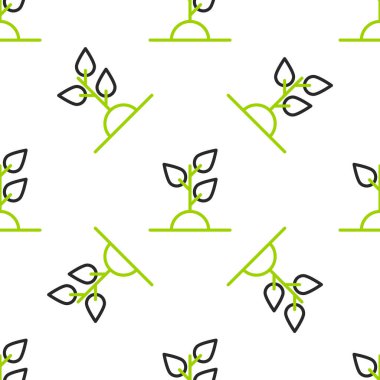 Hat gönüllüleri ağaç dikme ikonu beyaz arka planda izole edilmiş pürüzsüz desen. Bitkileri ve ağaçları koruyan ekolojik koruma. Vektör.