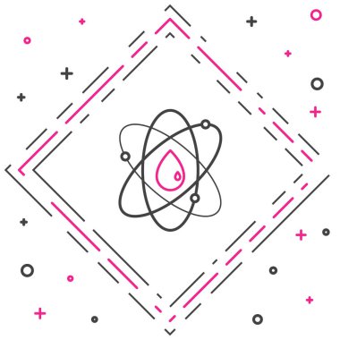 Satır Atom simgesi beyaz arkaplanda izole edildi. Bilimin, eğitimin, nükleer fiziğin, bilimsel araştırmaların sembolü. Renkli taslak konsepti. Vektör İllüstrasyonu.