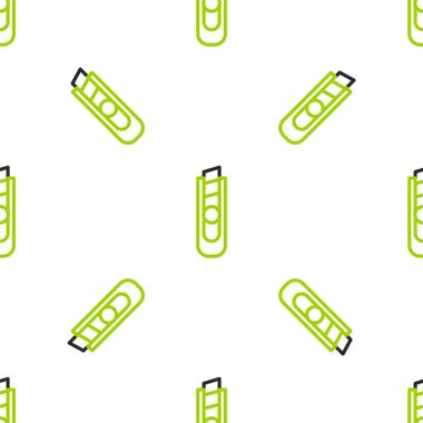 Line Stationery knife icon isolated seamless pattern on white background. Office paper cutter. Vector Illustration.