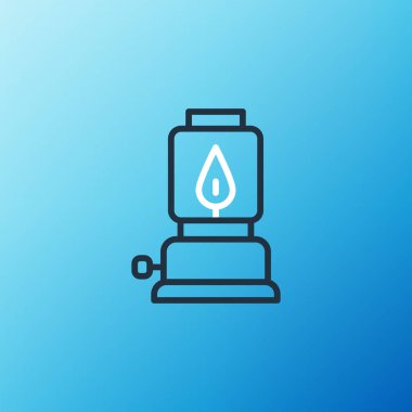 Hat Kampı fener ikonu mavi arkaplanda izole edildi. Mutlu Cadılar Bayramı Partisi. Renkli taslak konsepti. Vektör.