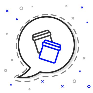 Beyaz arkaplanda izole edilmiş plastik plastik poşet. Renkli taslak konsepti. Vektör.