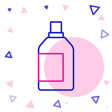 Çamaşır deterjanı, çamaşır suyu, bulaşık deterjanı ya da beyaz arka planda izole edilmiş başka bir temizlik malzemesi için çizgi plastik şişe. Renkli taslak konsepti. Vektör.