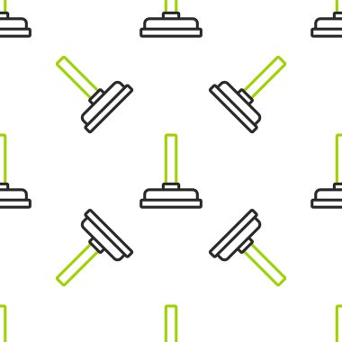 Boru temizleme ikonu için ahşap saplı kauçuk pompa beyaz arka planda izole edilmiş pürüzsüz desen. Tuvalet pompası. Vektör.