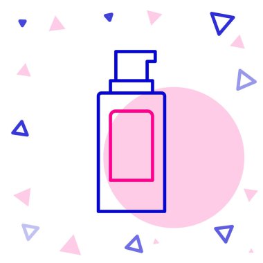 Saç spreyi için çizgi spreyi, deodorant, beyaz arka planda izole edilmiş terleme önleyici ikon. Renkli taslak konsepti. Vektör.