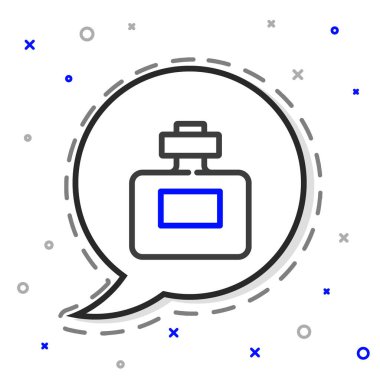 Beyaz arkaplanda çizgi parfüm ikonu izole edildi. Renkli taslak konsepti. Vektör.