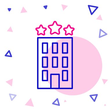 Line Otel binası simgesi beyaz arkaplanda izole edildi. Renkli taslak konsepti. Vektör