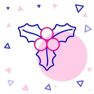 Beyaz arkaplanda çizgi dalı viburnum veya guelder gül ikonu izole. Mutlu Noeller ve mutlu yıllar. Renkli taslak konsepti. Vektör