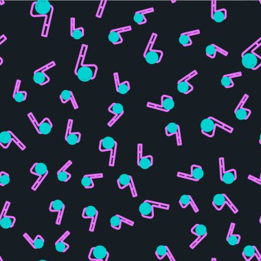 Top ikonuna sahip çizgi golf sopası siyah arka planda izole edilmiş pürüzsüz desen. Vektör