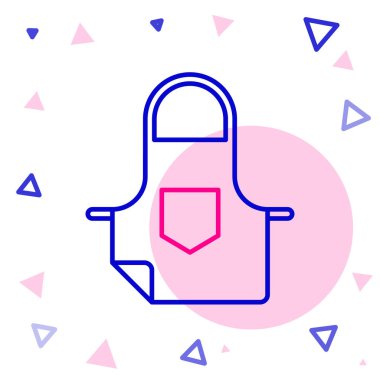 Line Kitchen önlük simgesi beyaz arkaplanda izole edildi. Yemek pişirmek için şef üniforması. Renkli taslak konsepti. Vektör