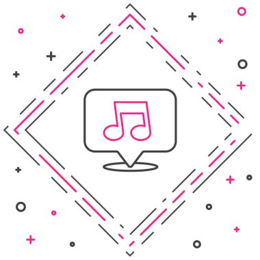 Satır müziği, ton simgesi beyaz arkaplanda izole edildi. Renkli taslak konsepti. Vektör