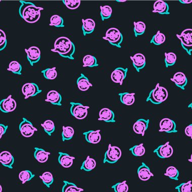 Satır müziği, ton simgesi siyah arkaplanda izole edilmiş kusursuz desen. Vektör