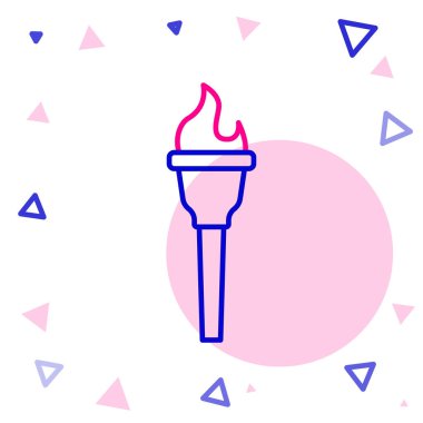 Meşale Hattı simgesi beyaz arkaplanda izole edildi. Sembol ateşi sıcak, alev gücü, alev ve ısı. Renkli taslak konsepti. Vektör