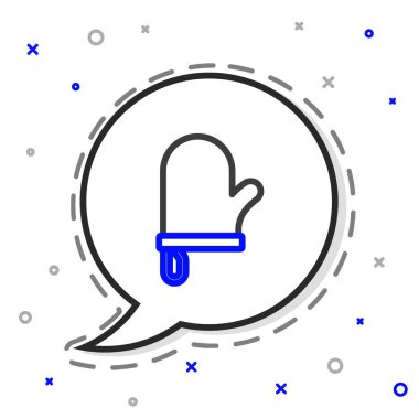 Fırın eldiveni simgesi beyaz arkaplanda izole edildi. Mutfak tutacağı işareti. Yemek eldiveni. Renkli taslak konsepti. Vektör