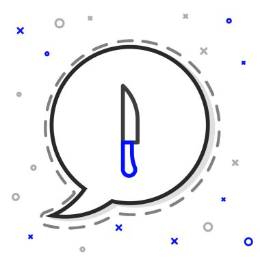 Çizgi Bıçak simgesi beyaz arkaplanda izole edildi. Çatal bıçak sembolü. Renkli taslak konsepti. Vektör