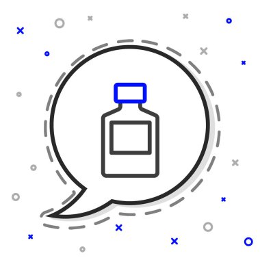 Çizgi viski şişesi simgesi beyaz arkaplanda izole edilmiş. Renkli taslak konsepti. Vektör