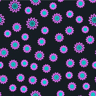 Çizgi Çiçeği simgesi siyah arkaplanda izole edilmiş. Vektör