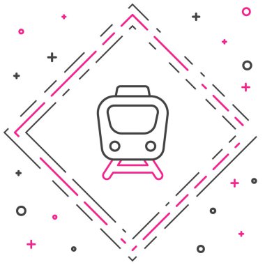 Çizgi Tren simgesi beyaz arkaplanda izole edildi. Toplu taşıma sembolü. Metro treni nakliyesi. Metro yeraltı. Renkli taslak konsepti. Vektör