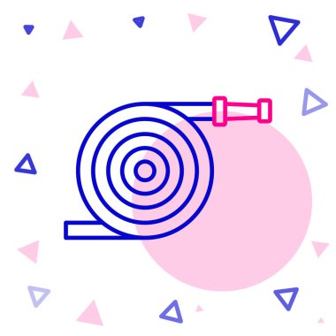 Hat Bahçesi hortumu simgesi beyaz arkaplanda izole edildi. Sprey tabanca ikonu. Su ekipmanları. Renkli taslak konsepti. Vektör