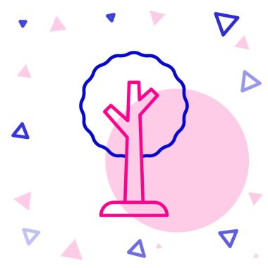 Beyaz arkaplanda çizgi ağacı simgesi izole edildi. Orman sembolü. Renkli taslak konsepti. Vektör