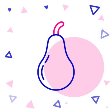 Beyaz arkaplanda çizgi Pear simgesi izole edildi. Yaprak sembollü meyve. Renkli taslak konsepti. Vektör