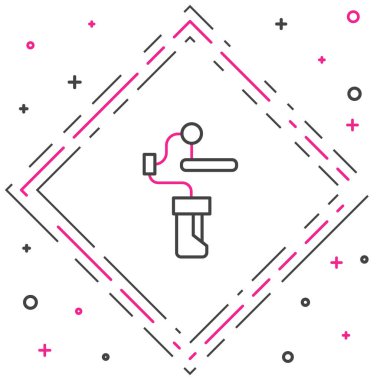 Kamera simgesi için Gimbal hattı dengeleyicisi beyaz arkaplanda izole edildi. Renkli taslak konsepti. Vektör