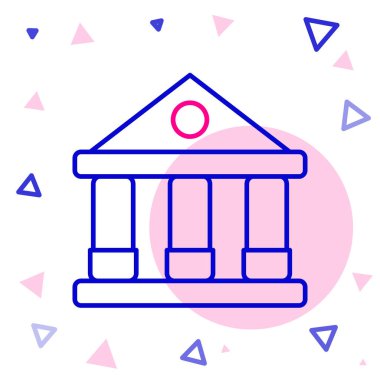 Hat Adliye Binası simgesi beyaz arka planda izole edildi. Banka veya müze inşaatı. Renkli taslak konsepti. Vektör