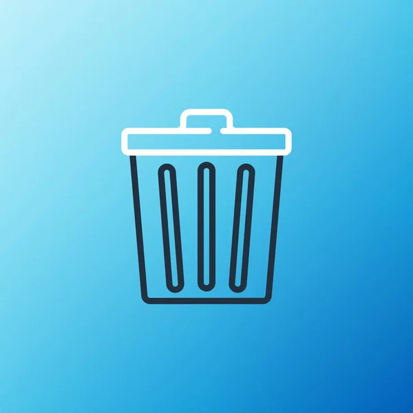 Línea Papelera Puede Icono Aislado Sobre Fondo Azul Cartel Basura — Vector de stock