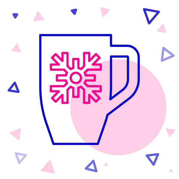 Линия Кофейная Чашка Снежинкой Значок Изолирован Белом Фоне Чашка Чая — стоковый вектор