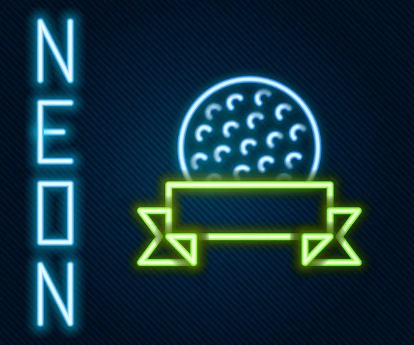 Leuchtende Neon Linie Golf Ball Symbol Isoliert Auf Schwarzem Hintergrund — Stockvektor