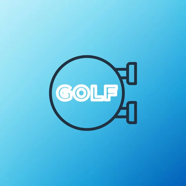 Línea Golf Icono Del Club Deportivo Aislado Sobre Fondo Azul — Vector de stock