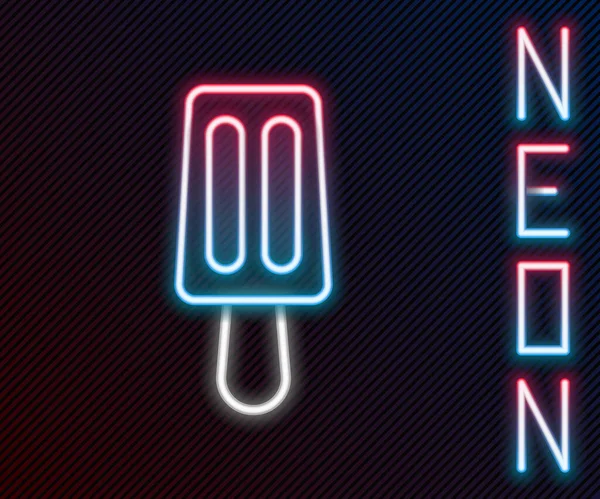 Leuchtende Neon Linie Eis Stick Symbol Isoliert Auf Schwarzem Hintergrund — Stockvektor