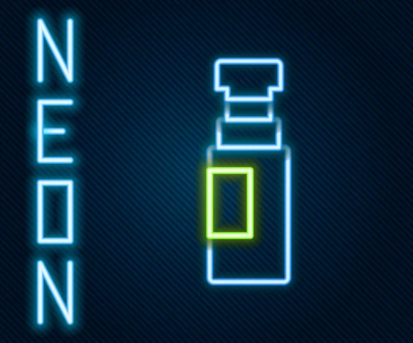 Glödande Neon Linje Marker Penna Ikon Isolerad Svart Bakgrund Färgstarkt — Stock vektor