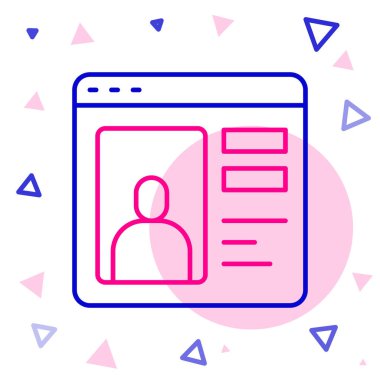 Satır Bulma uygulaması çevrimiçi dizüstü bilgisayar konsepti simgesi beyaz arkaplanda izole edildi. Kadın erkek profili düz tasarım. Çift ilişki için eşleşiyor. Renkli taslak konsepti. Vektör