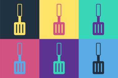 Pop Art Barbekü Spatula simgesi renk arkaplanında izole edildi. Mutfak spatula ikonu. Barbekü spatula işareti. Barbekü ve ızgara aleti. Vektör.
