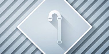 Kağıt kesiği baston simgesi gri arka planda izole edilmiş. Kağıt sanatı tarzı. Vektör.