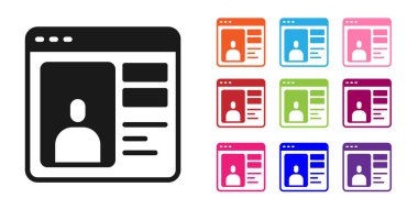 Siyah Dizi uygulaması beyaz arka planda izole edilmiş dizüstü bilgisayar konsepti simgesi. Kadın erkek profili düz tasarım. Çift ilişki için eşleşiyor. Simgeleri renklendirin. Vektör.