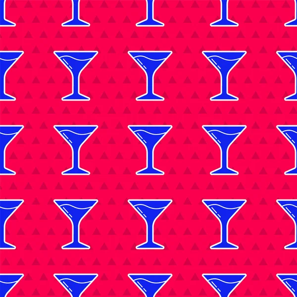 Mavi Martini Cam Ikonu Kırmızı Arka Planda Izole Edilmiş Kusursuz — Stok Vektör