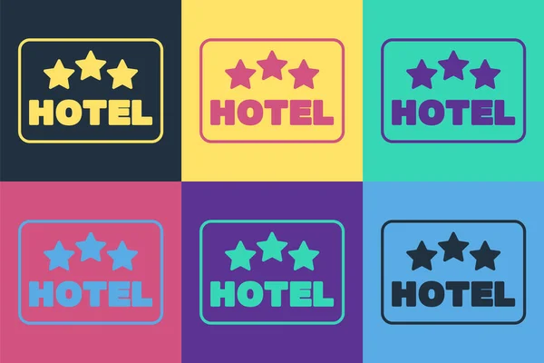 Pop Art Signboard Venkovní Reklama Textem Hotel Ikona Izolované Barevném — Stockový vektor