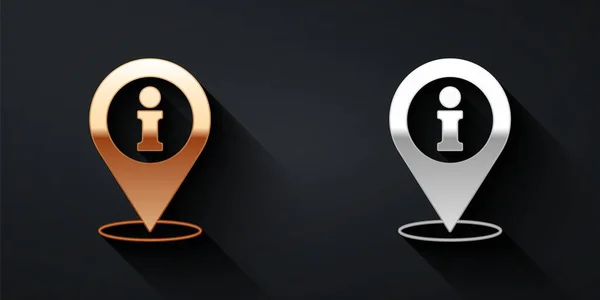 Gold Silver Location Information Icon Isolated Black Background Long Shadow — Image vectorielle